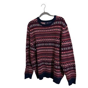 Vineyard Vines Blue Red Fair Isle Wool Alpaca Blend Sweater Mens XL